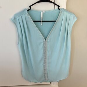 Zara Sky Blue V-Neck Blouse